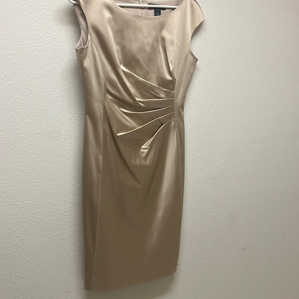 Ralph Lauren Satin Midi Dress in Champagne